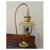 HANGING BRASS OIL LAMP WITH STANDING BRASS HANGER