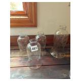 ETCHED GLASS HURRICANE LAMP SHADES, 3 SMALL, 1