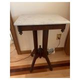 VICTORIAN MARBLE TOP SQ. TABLE WHITE GRAINED