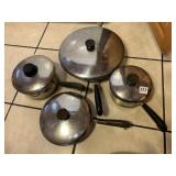 ASSORTED GOOD CONDITION PANS W/ LIDS