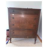 WALNUT DRESSER 4 DRAWER 44" H X 18" D 36" W