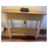 OAK TWO TIER TABLE 29" H X 34" X 12" ROUNDED EDGE