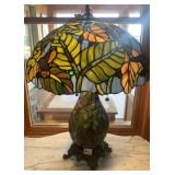 STAINED GLASS LAMP 25" H X 17" WIDE BIRD DESIGN