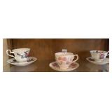 3 CUPS/SAUCERS ROYAL ALBERT, TUSCAN, ROY KIRKHAM