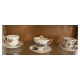 3 CUPS/SAUCERS, ADDERLEY ENGLAND, ROYAL ALBERT