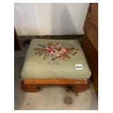 NEEDLEPOINT TOP FOOT STOOL