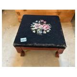 NEEDLEPOINT TOP FOOT STOOL