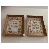 NEEDLE POINT FRAMED PICTURES 16" X 13.5"