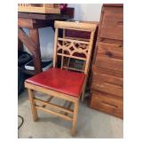 SET OF 4 MCM RED VINYL PADDED FOLDING CHAIRS