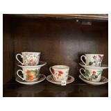 5 ROY KIRKMAN ENGLAND OVERSIZED TEACUPS W/ LINERS