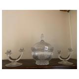 MOLLY SIZE CANDY DISH AND 2 CANDLE HOLDERS