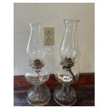 GLASS HURRICANE OIL LAMPS