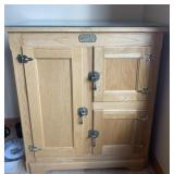 ICE BOX WHITE CLAD W/ GLASS TOP BRASS HARDWARE