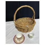 BASKET AND ANTIQUE TEACUP