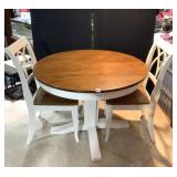42" ROUND TABLE FACTORY WHITE BASE-STAINED TOP W/
