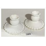 MILK GLASS CANDLE STICKS
