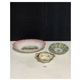 NIPPON BOWL, HAND PAINTED PLATE W/ HAIRLINE CRACK