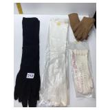 LADIES LEATHER GLOVES, BROWN LEATHER LINED, LONG