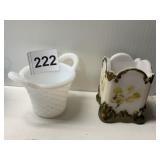 HAND PAINTED TOOTHPICK HOLDER AND MINI BASKET