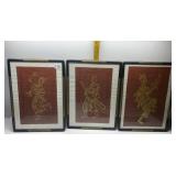 3 FRAMED AND MATCHING ASIAN PRINTS