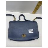 SLATE BLUE VINTAGE COACH LEATHER CROSS BODY PURSE