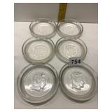 3 ORANGE FIESTA DINNER PLATES, ROMAN HEAD GLASS