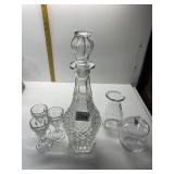LARGE DECANTER WITH STOPPER, CONDIMENT JAR, ETC.
