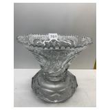 LARGE HEAVY BASE GLASS VASE WITH CHIP ON BOTTOM