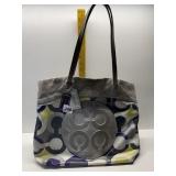 COACH LEATHER TRIMMED LOGO TOTE BAG