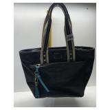 COACH LEATHERWARE SATIN BLACK OUTSIDE, LOGO