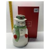 LENOX SNOWMAN COVERED JAR WITH RUBBER SEAL