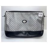 GUCCI GRAY AND BLACK LOGO PRINT PURSE WITH STRAP,