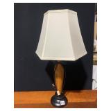 WOOD AND IRON BASE LAMP WITH SHADE