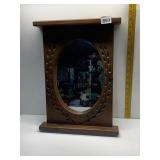 CARVED WOOD FRAMED ACCENT MIRROR, 13X18
