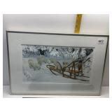SIGNED AND MATTED SCOTT KENNEDY SNOW DOGS PRINT,