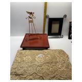 SERVING TRAY, PICTURE EASEL, TABLECLOTH, FRAME