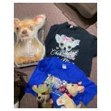 CHIHUAHUA PILLOW, 9" TY TRACKER DOG, S/M T SHIRTS