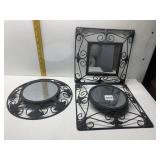 TRIO OF DECORATIVE IRON WALL ACCENT MIRRORS