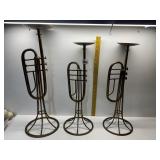 TRIO OF STANDING PILLAR CANDLE HOLDERS SHAPED