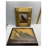 FRAMED "THE CROW" AND AUDUBON DUCKS ON WOOD