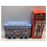 TELEPHONE BOX BANK TIN, HERSHEYï¿½S BUS TIN