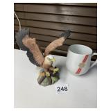 PORCELAIN EAGLE FIGURINE, TWA CHINA TEACUP