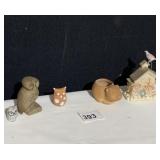 1.5" H POTTERY W/ WHITE DESIGN OWLS SEE SIGNATURE