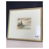 PAT CRUM WPA - WATER COLOR FRAMED TITLED PINE