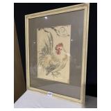 ROOSTER BLOCK PRINTON RICE PAPER SIGNED LR