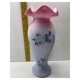 HAND PAINTED AND SIGNED FENTON FROSTED VASE, MARY