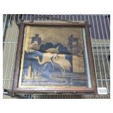 METAL FRAME W/ INTERIOR MIRROR JAPANESE SCENE OF