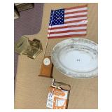 BULOVA QUARTZ CLOCK IRONSTONE PLATTER ETC.