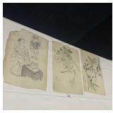 JAPANESE PITH PAPER PRINTS 10" X 14.5"