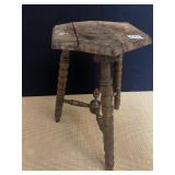 WOOD 3 LEG STAND W/ SPLIT TOP WITH STAMPED DESIGN